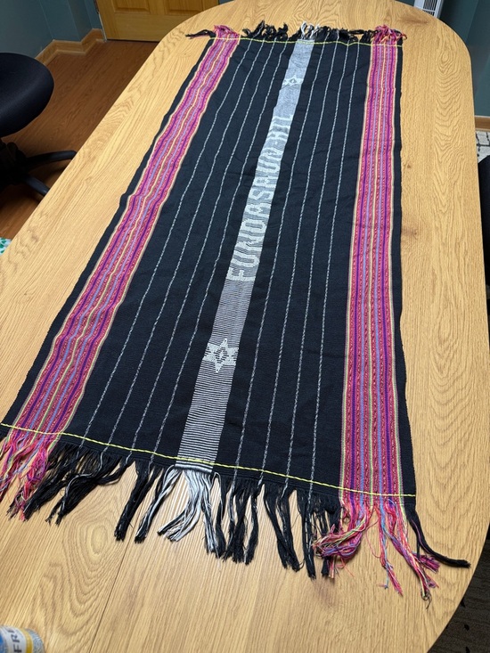 Other - Timor-Leste traditional HandWoven Textiles Tais Black Fringe Runner with Stripes